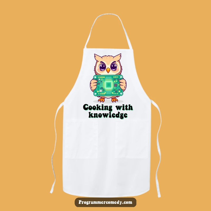 Funny Owl Coder Apron: Cook with Intelligence and Tech Flair