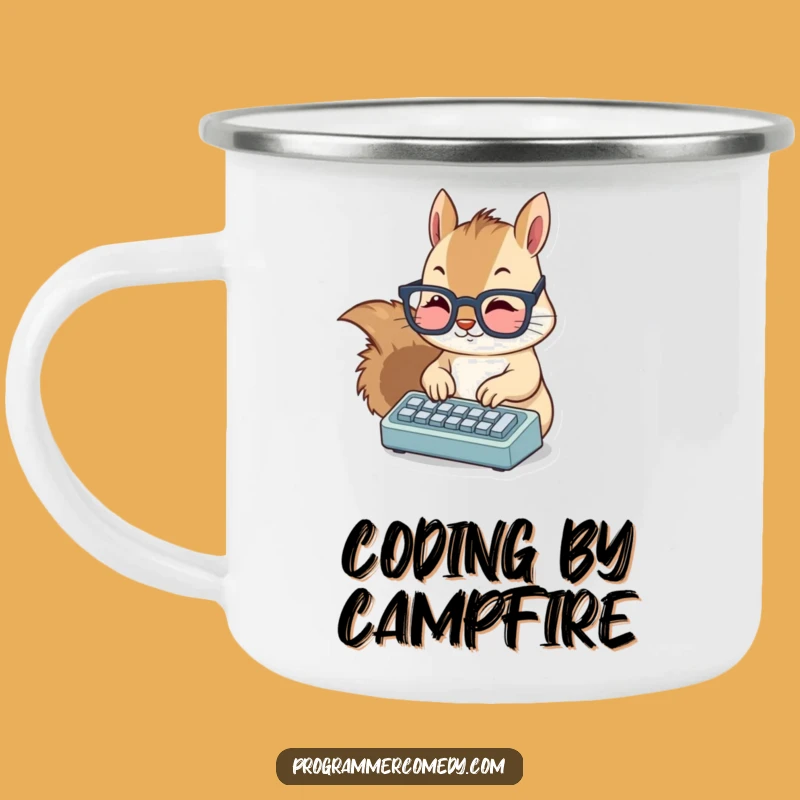 Funny Squirrel Coder Camping Mug: Your Hilarious Companion for Outdoor Productivity