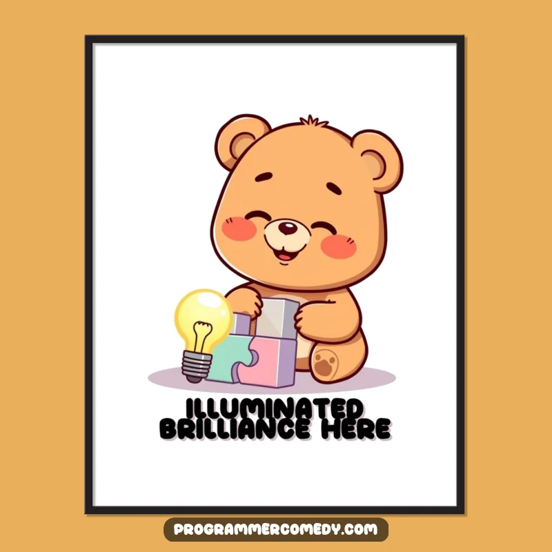 Funny Bear Cub Puzzle Digital Art: Brilliant Decor for Smart Spaces