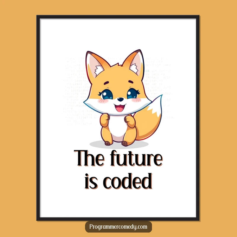 Funny Fox Coder Digital Art Print: Instant Download for Clever Tech Decor