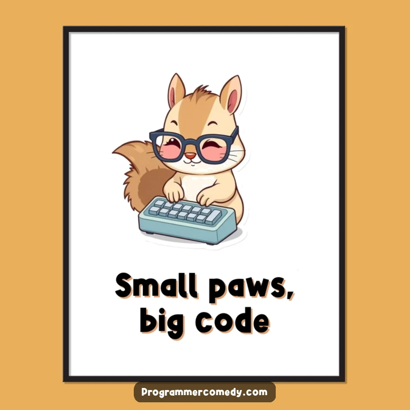 Funny Squirrel Coder Digital Art Print: Instant Download for Techy Humor