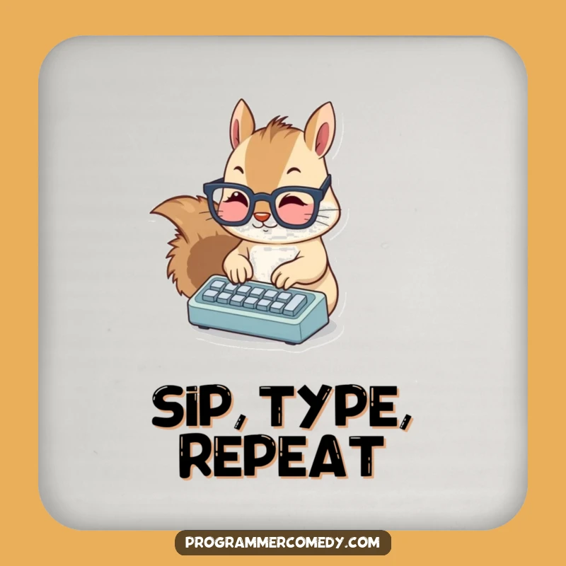 Funny Squirrel Coder Drink Coaster: Protect Your Desk with Techy Humor
