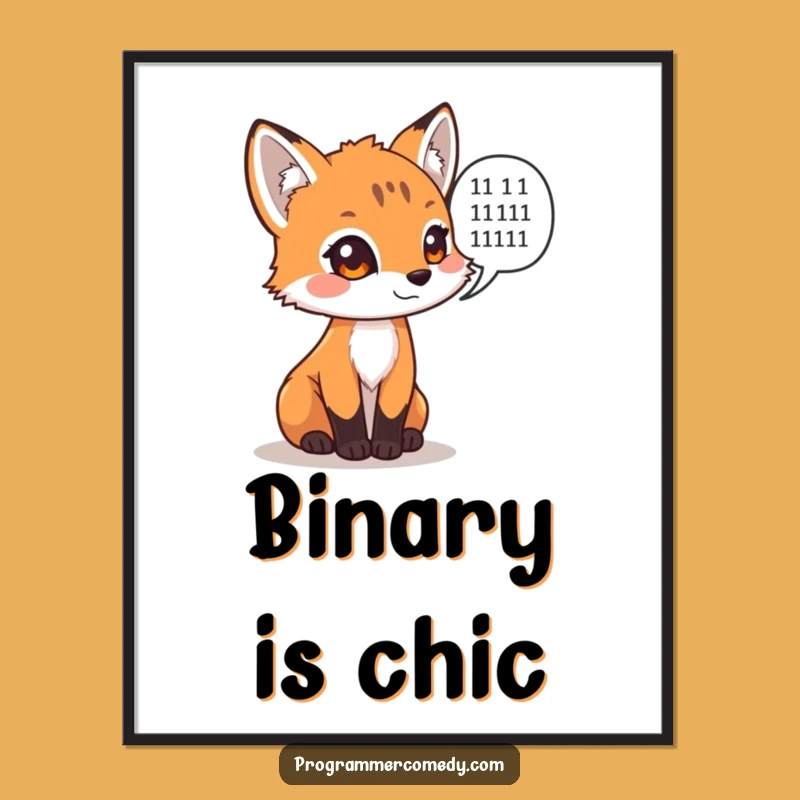 Funny Fox Binary Poster - Hilarious Tech Art Gift for Walls