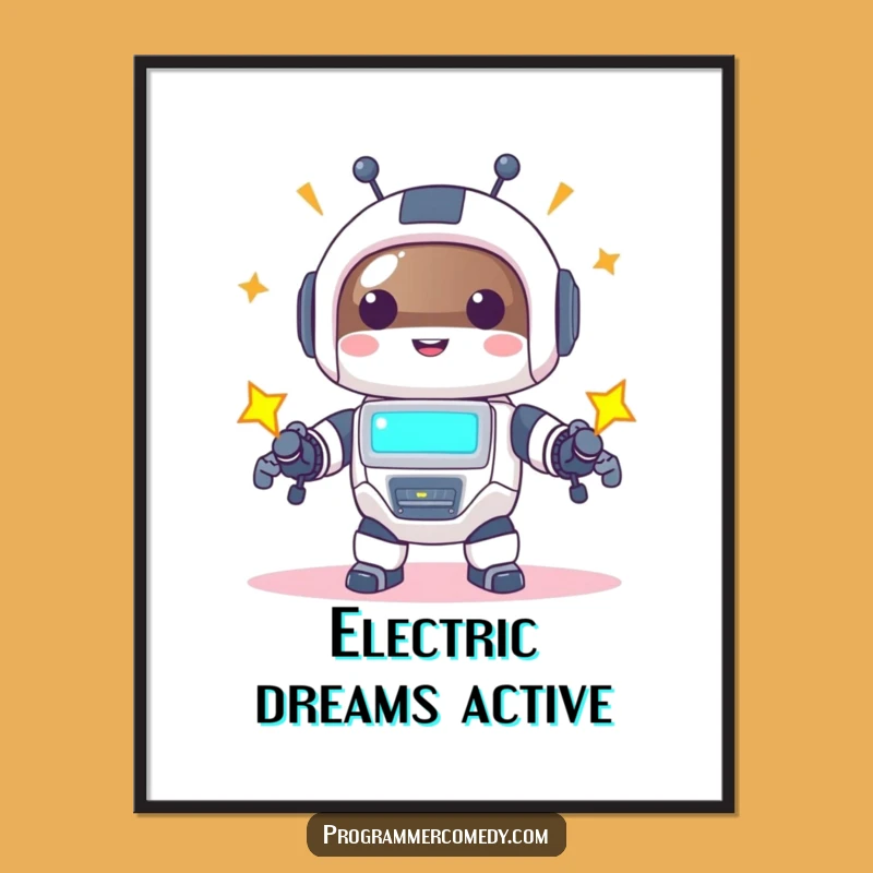 Funny Robot Animal Poster: Brighten Your Space with Joyful Tech Art