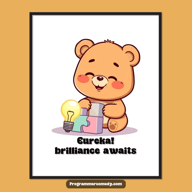 Funny Bear Cub Puzzle Poster: Inspire Brilliance with Humor