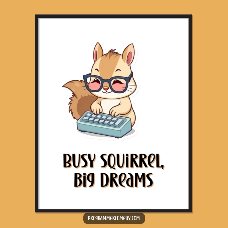 Free Printable Squirrel Wall Art: Typing Squirrel, Whimsical Downloadable Decor for Your Desk Space