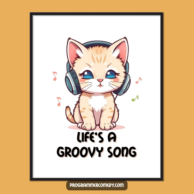 Free Printable Wall Art: Groovy Kitten DJ Funny Downloadable Art for Music Room Decor