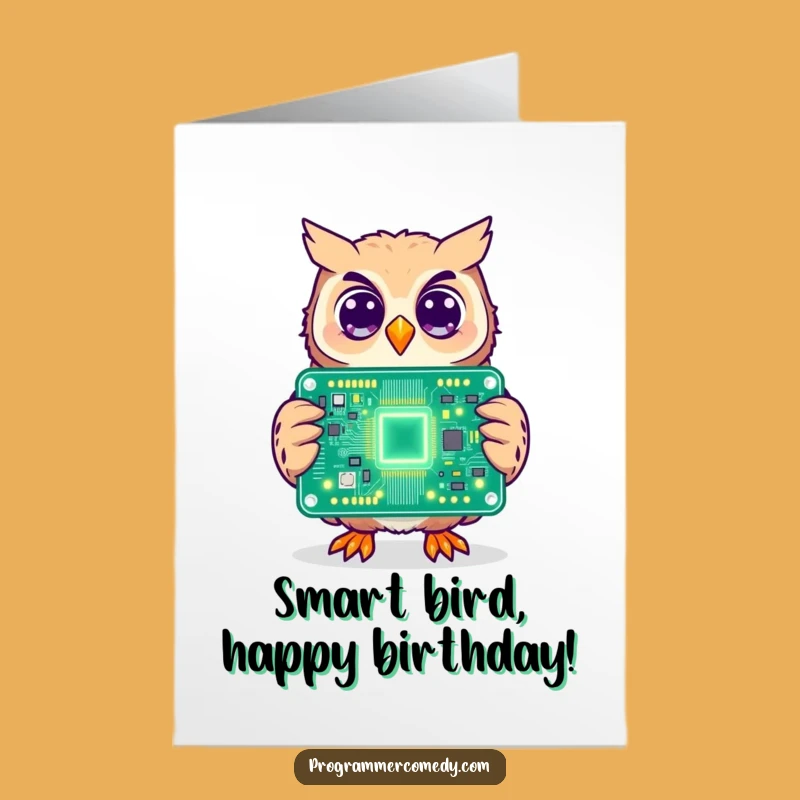 Free Printable Funny Owl Birthday Card: Circuit Celebration, Downloadable Laughs for Geeks