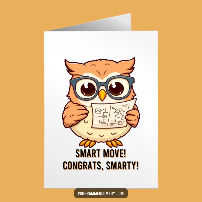 Free Printable Congrats Card: Smart Owl Achiever Funny Downloadable Gift for Success