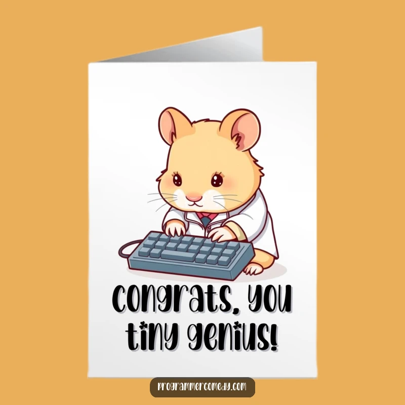 Free Printable Hamster Congratulations Card: Typing Scientist Downloadable Gift!