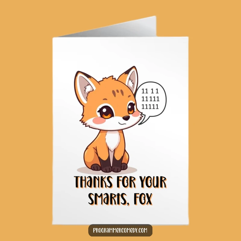 Free Printable Thank You Card: Binary Fox Cub Funny Downloadable Gift for Thanks