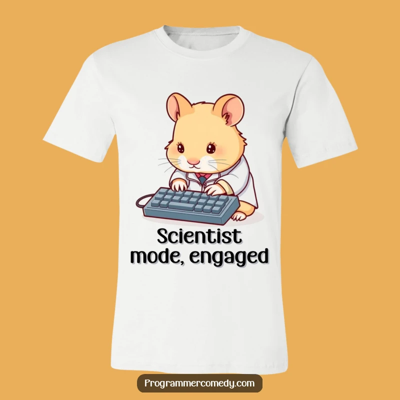 Funny Hamster Scientist T-Shirt: Tiny Typing Genius - Comical Lab Gift Tee